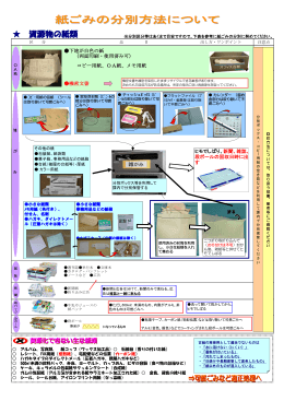 資源物の紙類 ※分別区分等はあくまで目安ですので