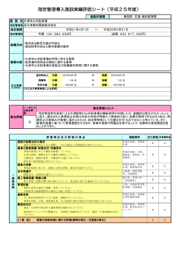 指定管理導入施設実績評価シート（平成25年度）