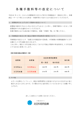 各種手数料等の改定について