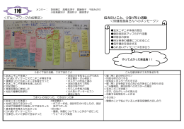 ＜グループワークの成果品＞ 伝えたいこと、つなげたい活動 ＜保健推進