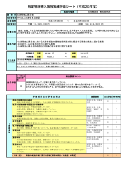 指定管理導入施設実績評価シート（平成25年度）