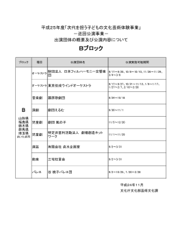 Bブロック - 文化芸術による子供の育成事業