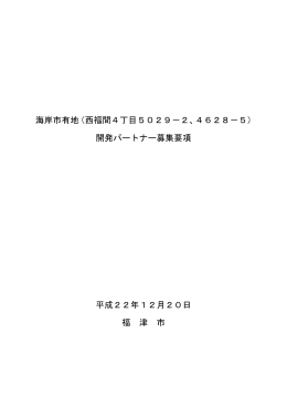 開発パートナー募集要項 平成22年
