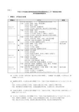 平成25年度国立教育政策研究所教育課程研究センター関係指定事業