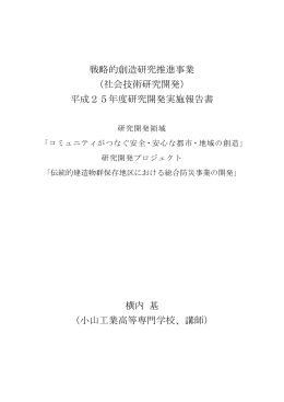 戦略的創造研究推進事業 （社会技術研究開発） 平成25年度研究開発