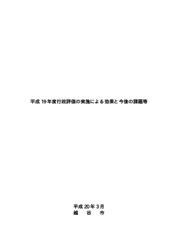 平成 19 年度行政評価の実施による効果と今後の課題等 平成