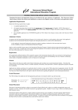 Vancouver School Board International Education Program