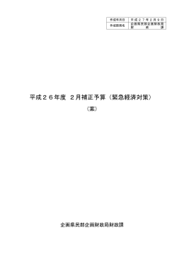 平成26年度 2月補正予算（緊急経済対策）