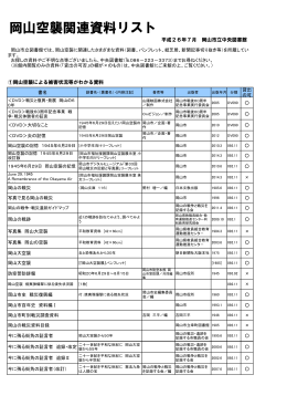 「岡山空襲関連資料リスト」（平成26年7月作成）（PDF:322KB）