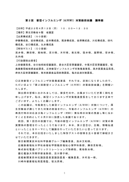 第2回 新型インフルエンザ（A/H1N1）対策総括会議 議事録