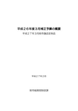 平成26年度 3月補正予算の概要 [PDFファイル／361KB]