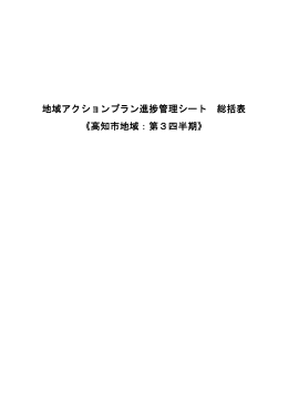 地域アクションプラン 地域アクションプラン進捗管理