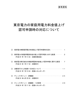 東京電力の家庭用電力料金値上げ 認可申請時の対応について