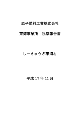 原子燃料工業(株）東海事業所（平成17年11月）