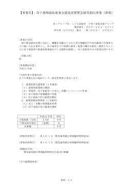 【事業名】：母子寡婦福祉就業支援員設置緊急雇用創出事業（新規）