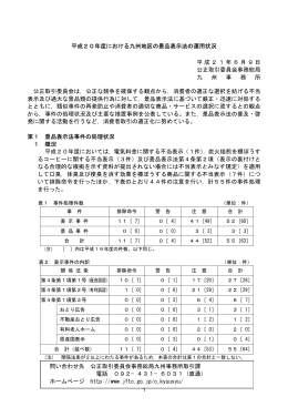平成20年度における九州地区の景品表示法の運用状況 平成21年6月9