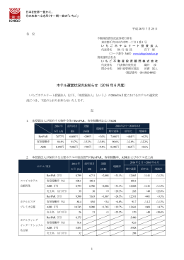 ホテル運営状況のお知らせ（2016 年6 月度）