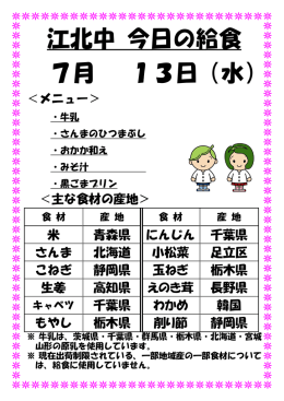 江北中 今日の給食 7月 13日（水）