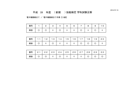 平成 28 年度 （ ） 前期 技能検定 学科試験正解