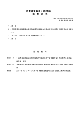 消費者委員会（第230回） 議 事 次 第