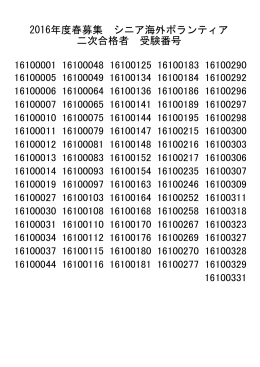 2016年度春募集シニア海外ボランティア 二次合否発表