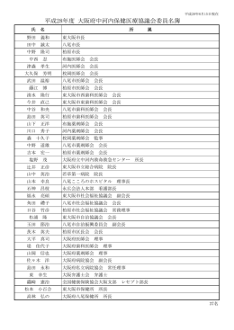 平成28年度 大阪府中河内保健医療協議会委員名簿