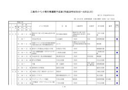 三条市イベント等行事週間予定表（平成28年8月8日～8月21日）