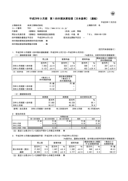 平成29年3月期 第1四半期決算短信〔日本基準〕（連結）