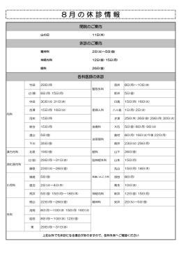 各科医師の休診情報はこちら