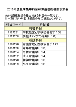 科目コード 科目名 司書科目 看護科目
