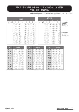 平成22年度 秋期 情報セキュリティスペシャリスト試験 午前Ⅰ問題 解答