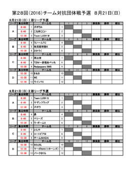リーグと集合時間