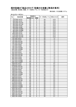 既存設備の「製品カタログ/設備の仕様書」[簡易計算用]