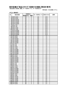 既存設備の「製品カタログ/設備の仕様書」[簡易計算用]