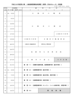 平成28年度第2期 3級基礎整備技術講習（夜間・月水木コース）日程表