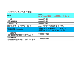 Japio-GPG/FX 利用料金表