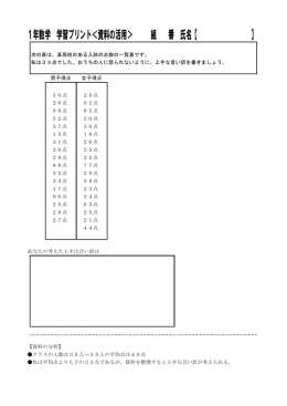 1年数学 学習プリント＜資料の活用＞ 組 番 氏名【 】