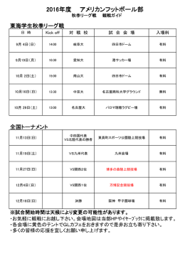 2016年度 アメリカンフットボール部 - 名城大学アメリカンフットボール部