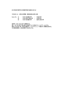 2016年度中部学生水球選手権大会組み合わせ 7月30日（土） 8時30分