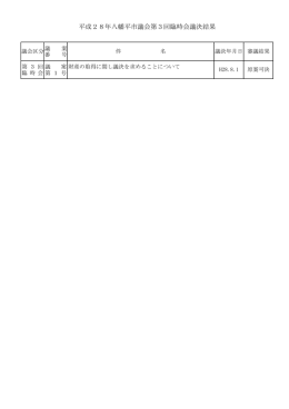 平成28年八幡平市議会第3回臨時会議決結果