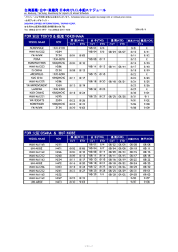 高雄・台中・基隆発LCL本船スケジュール