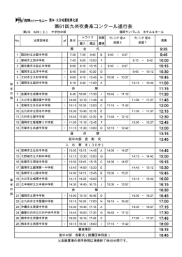 第61回九州吹奏楽コンクール進行表