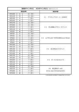 【放送チャンネル】 YCVチャンネル①（地デジ111ch）
