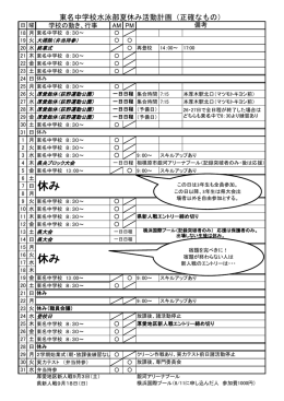 水泳部 夏休みの予定