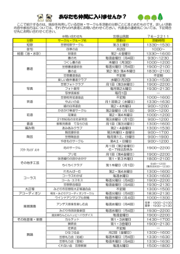 団体・サークル一覧表（PDF：178KB）