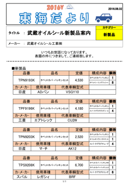 NEW08月02日 武蔵オイルシール新製品案内