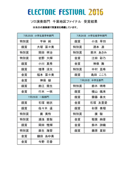 ソロ演奏部門 千葉地区ファイナル 受賞結果