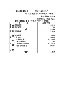 株式会社せいしん 代表取締役 神田 成二 金額(千円) 資 の流動資産