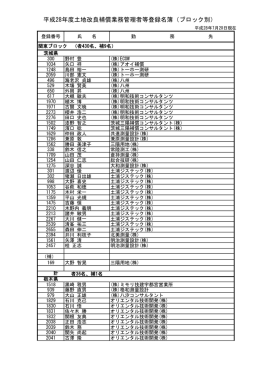 平成28年度土地改良補償業務管理者等登録名簿（ブロック別）