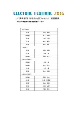 ソロ演奏部門 和歌山地区ファイナル 受賞結果